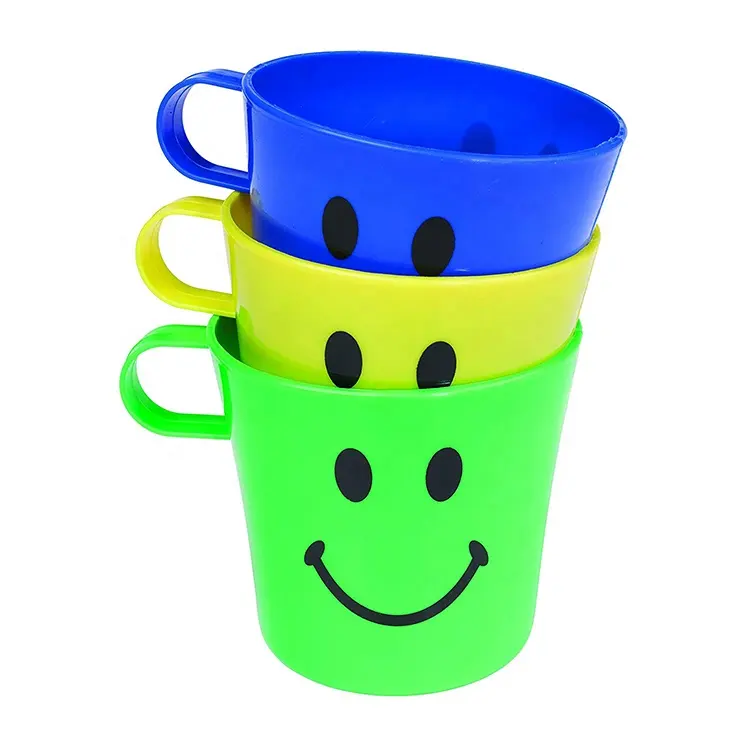 De grado de alimentos cara sonriente reutilizable de plástico pp taza, vaso de leche de plástico tazas para niños