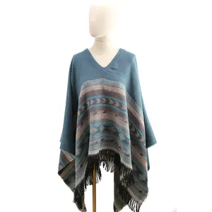 wholesale acrylic women latest design shawl ponchos