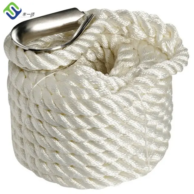 3 Strand 26mm 20 Ton Breaking Load Polyamide Marine Rope With Hook
