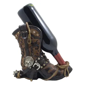 Vintage Cowboy Boot Resin Wine Bottle Holder