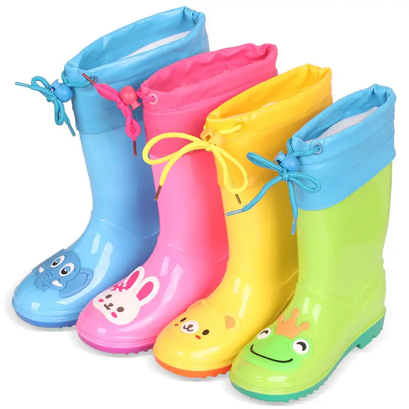 Alta tubo botas além de botas de chuva destacável de algodão das crianças meninos e meninas botas de chuva botas de chuva de inverno