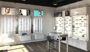 Sản Xuất Tùy Chỉnh Treo Tường Sunglasses Nhôm Rod Độc Đáo Eyeglass Tường Hiển Thị Có Thể Khóa Quang Khung Hiển Thị - Product Image 2