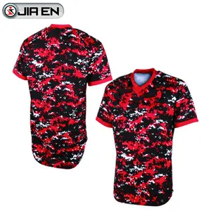 Longline camouflage baseball jersey custom ontwerp modieuze honkbal uniformen