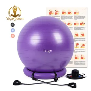 व्यायाम गेंद के साथ प्रतिरोध बैंड, स्थिरता गेंद कुर्सी/योग संतुलन स्थिरता व्यायाम फिटनेस गेंद
