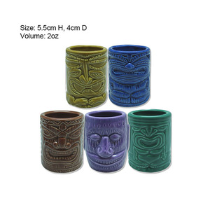 Tasse Tiki en céramique gaufré, verres à vin, haute qualité, 2oz - Product Image 3