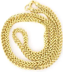 14kt 黄金男士方形佛朗哥链新款金链设计男士批发珠宝
