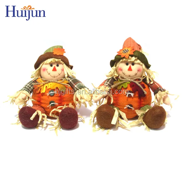Wholesale 2022 PP Cotton Filling Thanksgiving Scarecrow Halloween boy and girl with pumpkin body ghost festival party scarecrow