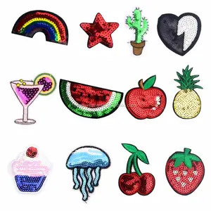 Pack Iron On Embroidered Motif Applique Glitter Sequin Decoration Patches DIY Sew on Patch for Jeans,Clothing