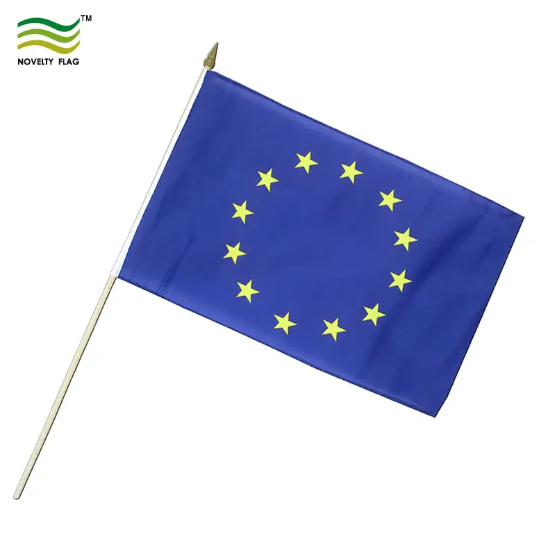 Barato Mão Acenando Bandeiras do país DA União Europeia UE 12x18inches