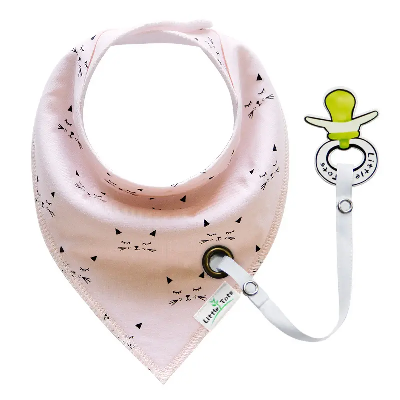 Stock conception en gros bébé bandana bave bavoirs bandana bavoir avec attache-sucette