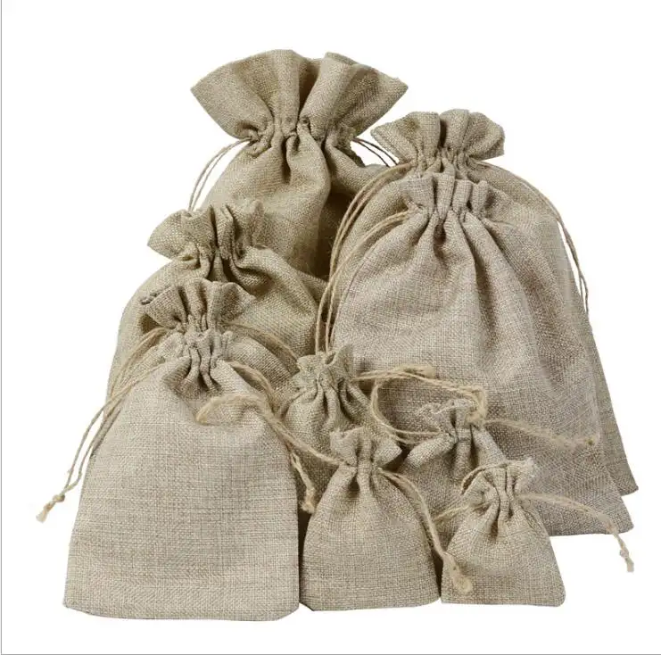 Wholesale biodegradable hemp drawstring bag manufacturers for Christmas gifts 11.5x9CM