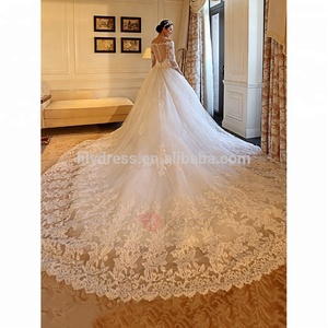 Abito <span class=keywords><strong>da</strong></span> <span class=keywords><strong>Sposa</strong></span> in Pizzo MM-0588 con Maniche a Tre Quarti, Stile Principessa, Prodotto a Suzhou, Cina - Product Image 2