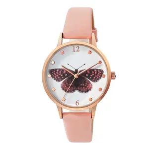 Relojes de pulsera de cuarzo con mariposas para mujer, pulsera femenina de cuarzo con diseño de mariposas, a la moda, venta al por mayor