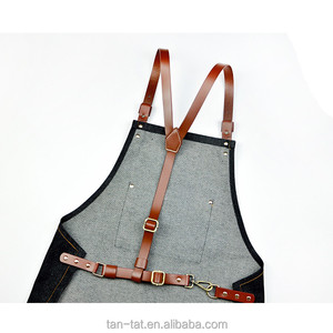 ผ้ากันเปื้อนผ้าใบเดนิมหนักพร้อมสายรัดหนังวัว - Product Image 1