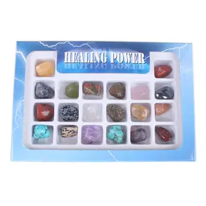 Yase 20 pcs/box 愈合力量石套装力量天然宝石天然抛光石收集盒半宝石礼品盒