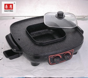 Marble Coating <strong>Electric</strong> Bbq <strong>Grill</strong> with Hot Pot <strong>Multifunction</strong> <strong>Electric</strong> Griddle and Hot Pot with Divider 2 in 1 - Product Image 1