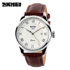 SKMEI di Marca 9058 Di Lusso del quarzo <span class=keywords><strong>classico</strong></span> Amanti della vigilanza di modo casuale orologi 30m impermeabile della cinghia di cuoio per le donne degli uomini <span class=keywords><strong>orologio</strong></span> da polso - Product Image 6