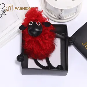 Jtfur Hot Selling High Quality Real Fur Cartoon Animal Wool Plush Bag Pendant Sheep Shape Fur Key Chain