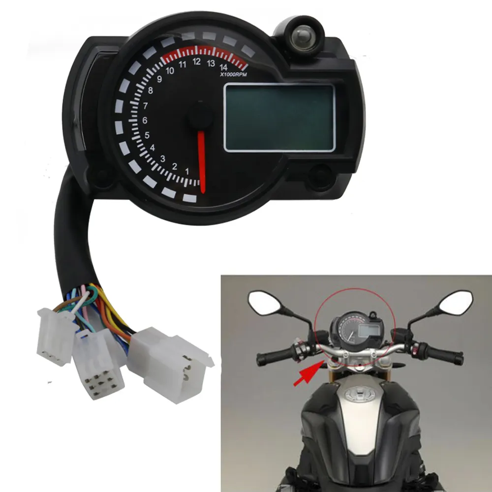 오토바이 액세서리 오토바이 디지털 speedometerLCD 게이지 타코미터 주행 거리계 오토바이 악기 7 컬러 디스플레이
