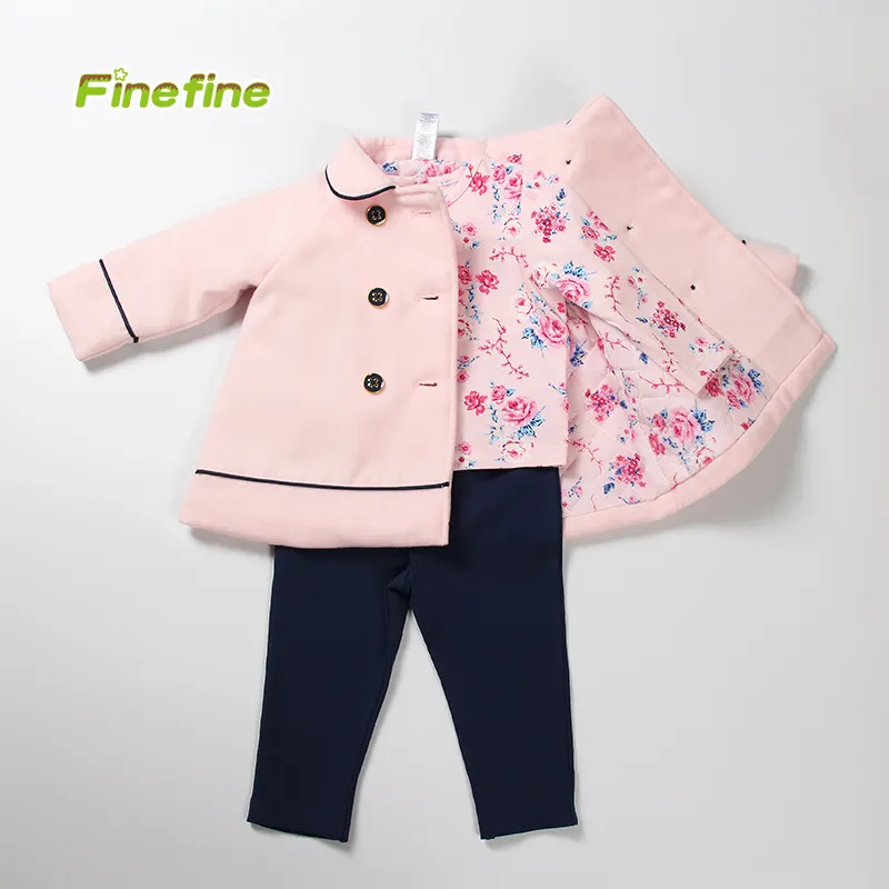 최신 디자인 겨울 가을 고품질 3 조각 핑크 편안한 아동복