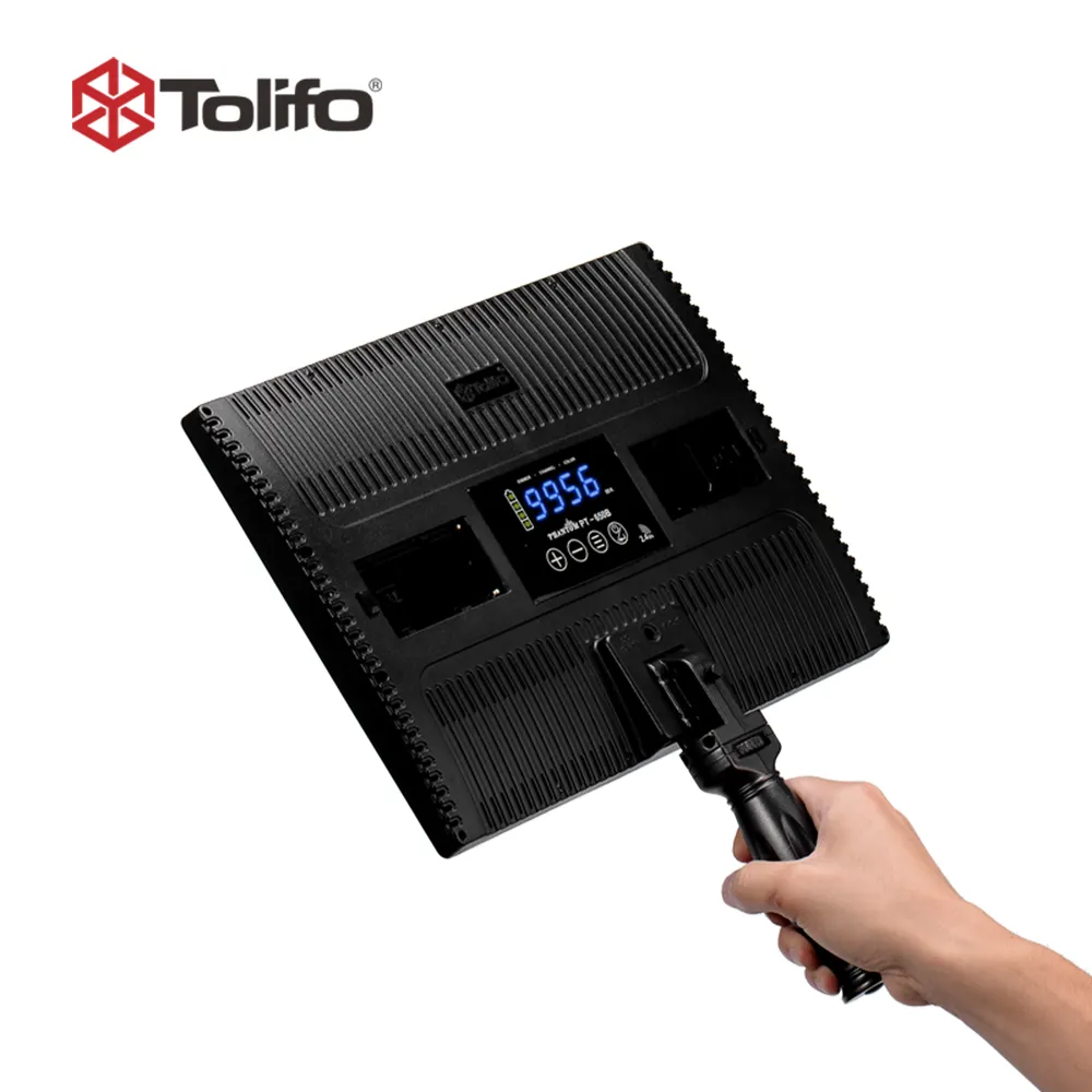 China Supplier Tolifo Touch LCD Slim Bi-Color LED Video Light Panel with Handle and Stand Mounting Base