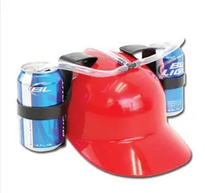 Novelty Place Blue Drinking Helmet Can Holder Drinker Hat Cap with Straw for Beer and Soda Party Fun