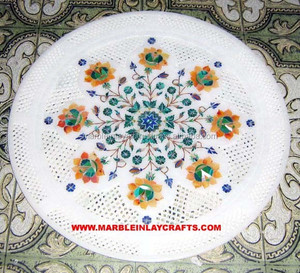Plaque d'incrustation ronde en marbre - Product Image 1
