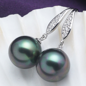 العصرية أقراط مجوهرات 9-10 مللي متر أسود تاهيتي تاهيتي 100% الطبيعة لؤلؤ بحر الجنوب القرط للنساء - Product Image 1