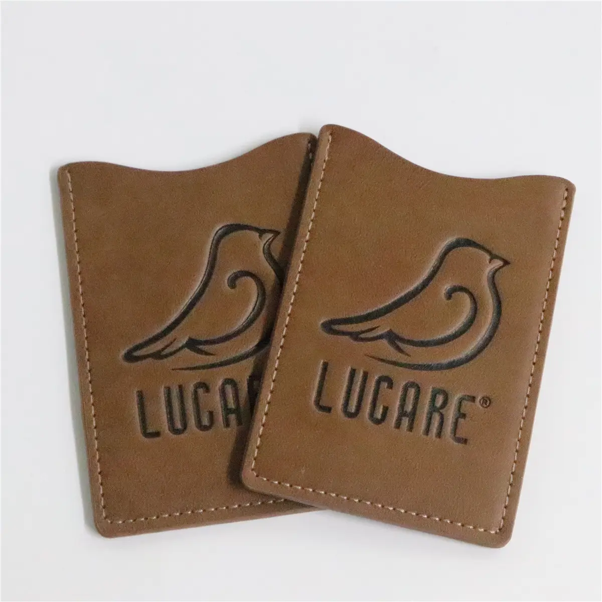 Bulk Custom Logo Stylish Leather Small Coin Car Key Embossed PU Pouch Leather ID Card Holder