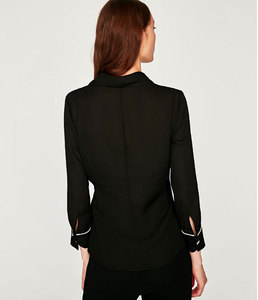 Mode à manches longues femmes chemisier en mousseline tops modèles pour bureau - Product Image 3