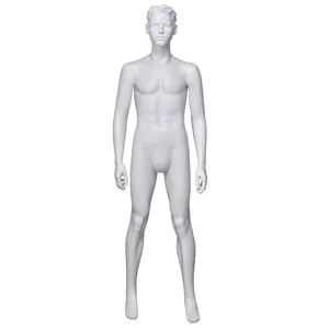 White fiberglass life size face muscle modern male standing display youth boy teenage mannequin