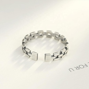 CZCITY ห่วงโซ่คิวบาสีเงิน,แหวนเงินไทย925แหวนวินเทจเงินสเตอร์ลิงสำหรับผู้ชาย - Product Image 6