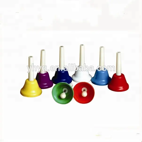 Juego de campanas de mano musicales de percusión para niños, 8 notas de colores