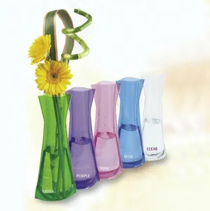 Vaso de flores dobrável de pvc, vaso de plástico transparente para flores