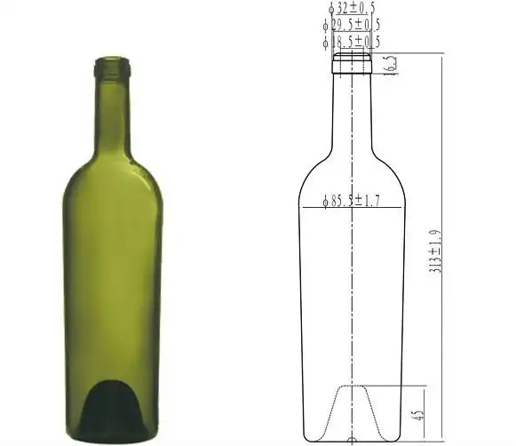 750ml בצורת ירוק זכוכית יין/בקבוקי משקאות