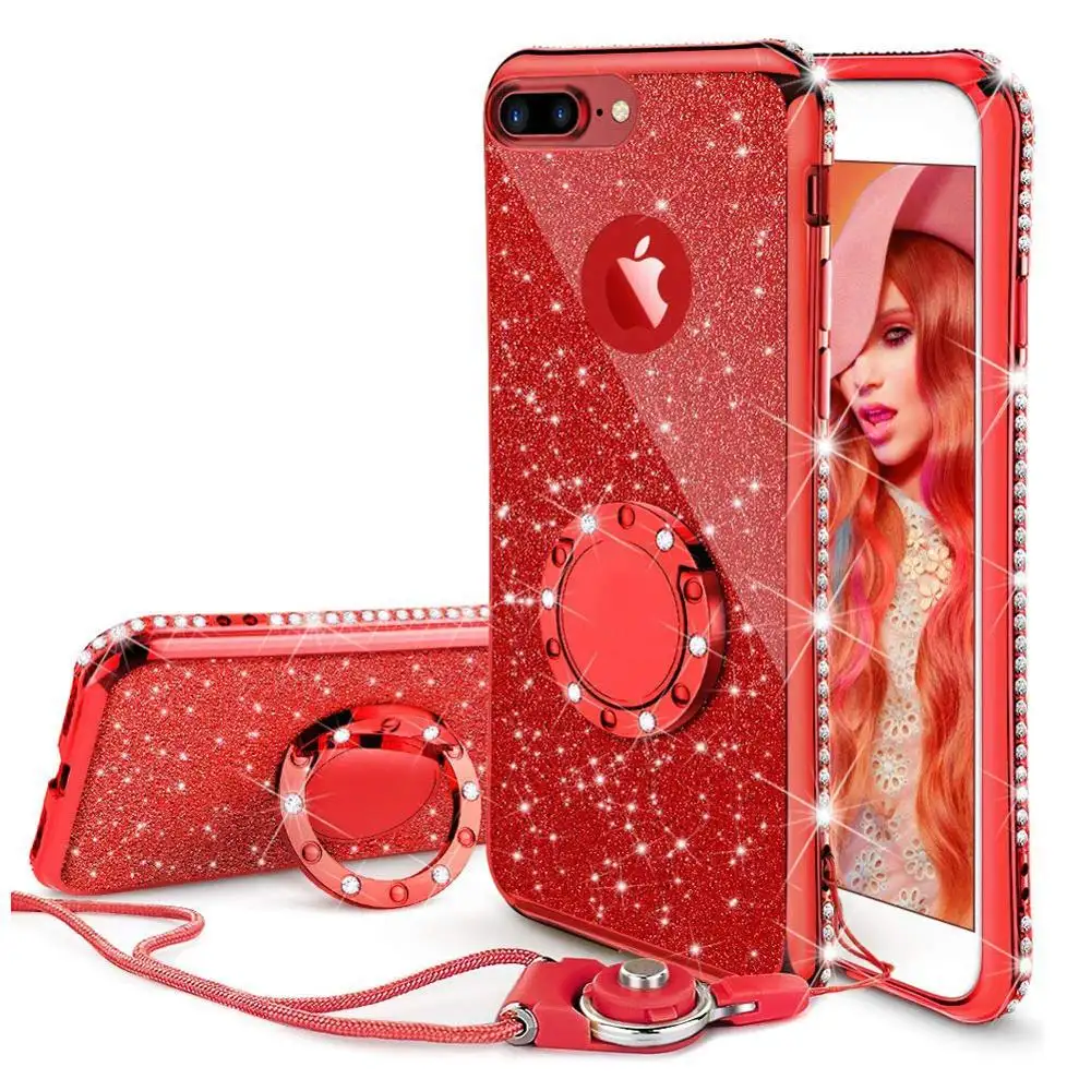 Luxury Soft TPU Mobile Cover with Diamond ring holder Phone Case for iPhone 6s plus/5s/6 plus/7/7 plus