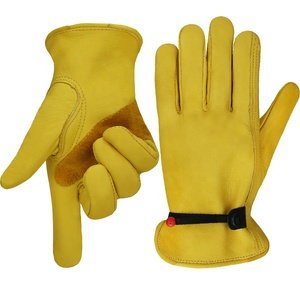 Venta al por mayor de fábrica, guantes de trabajo de palma completa de cuero de vaca amarillo, guantes de construcción de seguridad para hombres y mujeres para protección de manos y brazos - Product Image 1