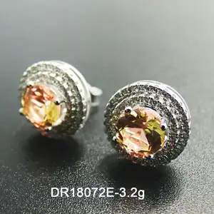 925 Sterling Silver CZ Color Change Stone Jewelry Alexandrite Round Stud Earrings