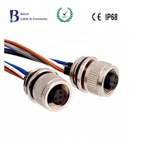 Bairui M12 5Pin Sensor hembra Montaje en panel circular Whirligig Conectores con arnés de cables codificado DIN para señales de alimentación