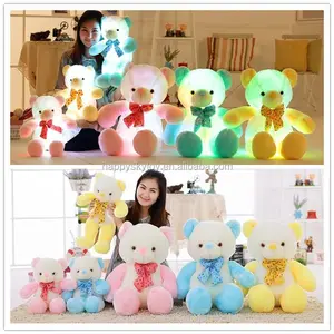 New design colourful Plush LED light teddy bear with bowtie plush toy Gift for Valentine's Day