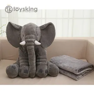 Super Soft Crystal Velboa Plush Elephant with Blanket Inside, Stuffed Elephant Tapestry Toy