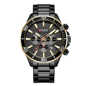CURREN 8309 남자 일본 석영 운동 손목 시계 스테인레스 스틸 백 가격 패션 & 캐주얼 비즈니스 시계