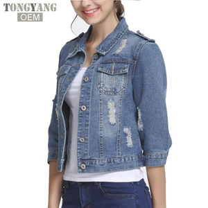 TONGYANG <span class=keywords><strong>Plus</strong></span> <span class=keywords><strong>Size</strong></span> 5XL 6XL giacca di Jeans donna 2018 primavera Slim cotone lavato leggero Jeans manica lunga giacca cappotti - Product Image 2