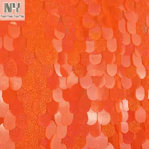 Nanyee Textiel Fluorescerende Neon Oranje Hologram Sequin Stof