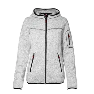 Topgear Fashion Fall Winter 100% Polyester Outdoor Hooded Sweater Jacket Polar Fleece Women Stand Men Casual Fleece Fabric Gray