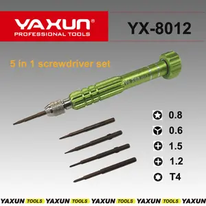 YX8012 YAXUN 5 en 1 Juego de destornilladores profesionales precisión de aleación de cromo para iphone 7g 6g 5g Samsung, herramientas de reparación de teléfonos inteligentes