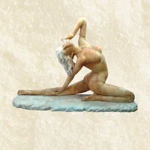 Hand carving life size coloring sexy marble naked lady statue