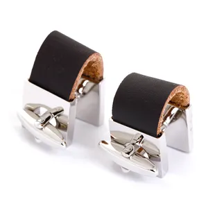 שחור שרשרת עור cufflink חפתים טרנדי