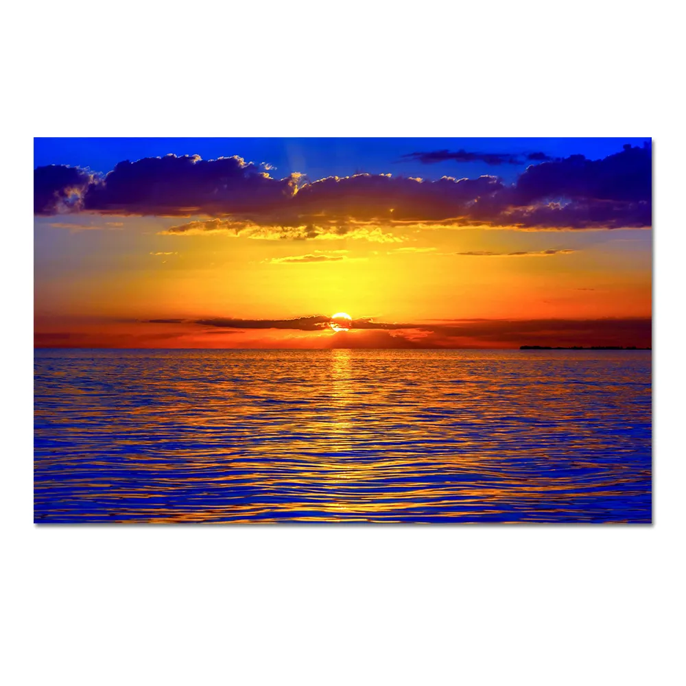 Wrapped HD Beach Sunset Ocean Waves Canvas Prints Wall Art Painting Large