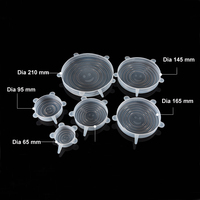 Lot de 6 couvercles universels en silicone super extensible pour bols alimentaires, couvercles ronds réutilisables pour canettes, tasses, bouteilles et fermetures